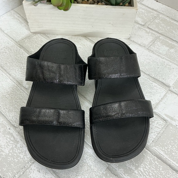 Black Slide Sandals - Picture 2 of 4